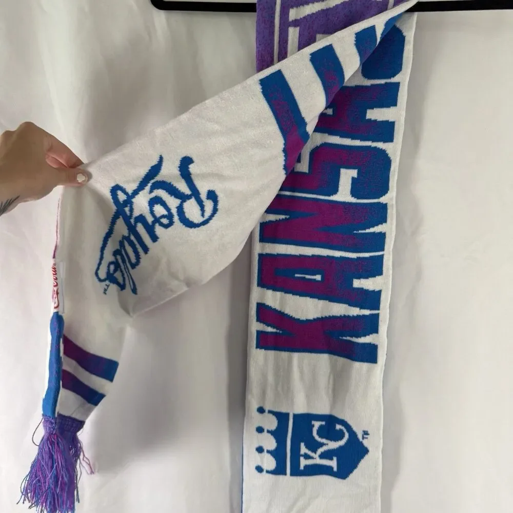 Kanas City Royals 2026 FIFA World Cup Scarf Unisex Fringe Trim White Blue Purple